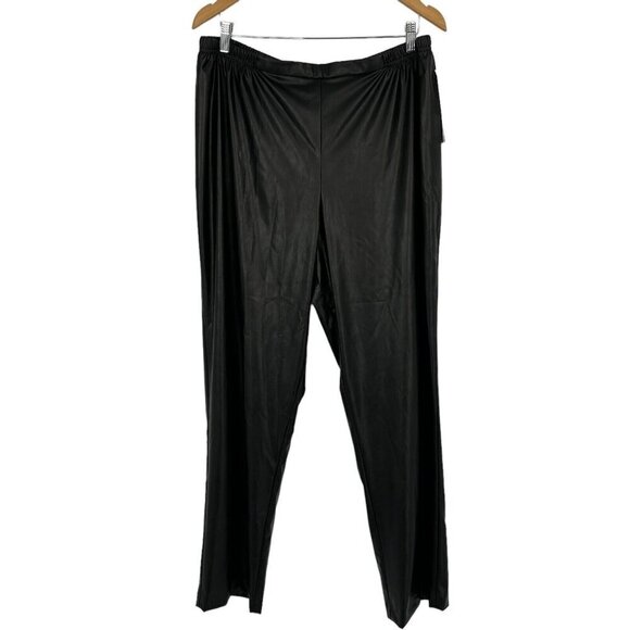 NWT Caroline Rose Skinny Pants Plus Size 2X Black Faux Leather Pull On Casual - Picture 1 of 11